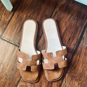 Society Tan Slide Sandals